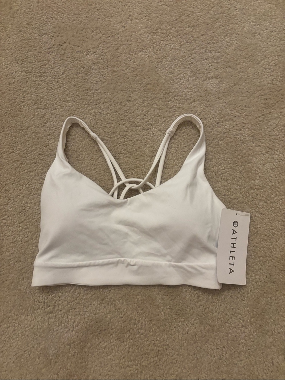Athleta White Strappy Crisscross Sports Bra